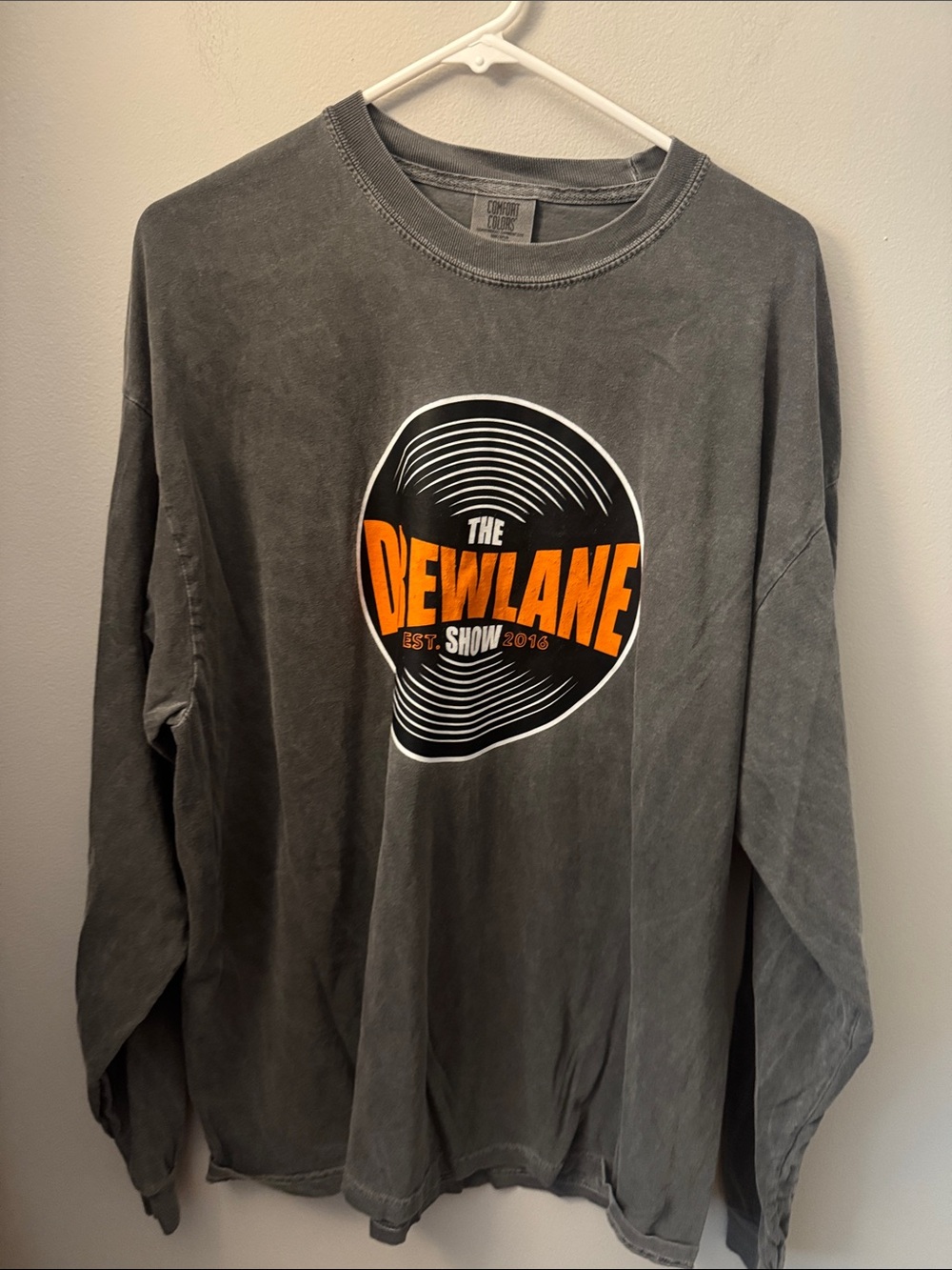 Kids' Long-Sleeve Graphic Tee — Charcoal with Orange Logo